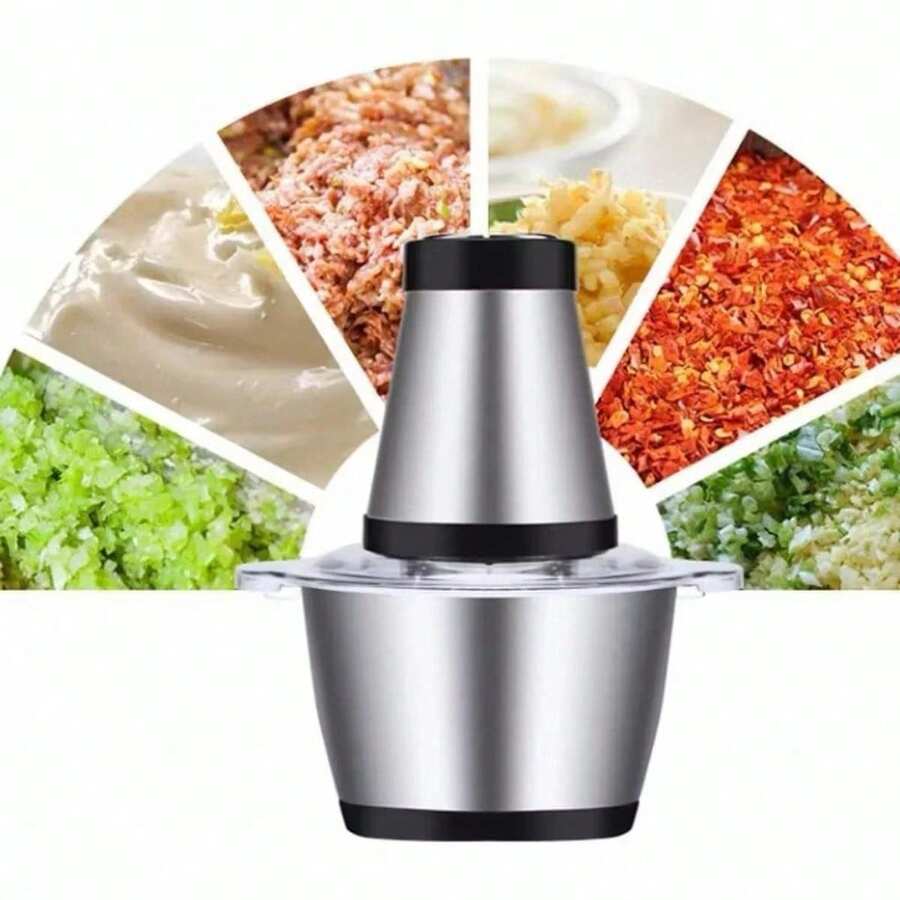 Moedor Triturador Processador Elétrico 2L Alimentos Carnes Legumes Aço Inox Multifuncional 110V/220V PRONTA ENTREGA - Entrada do Brasil (220V) - Visão 1
