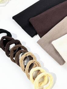Vielseitig einsetzbares minimalistisches Sport-Haarband & Haargummi Set, Workout Haarband, Laufzubehör, Yoga Kopftuch, Sport Schweißband, modische Damen Bandanas für Sommer Outfits, Reisen, Geburtstag - Verschiedenfarbig - Übersicht 4