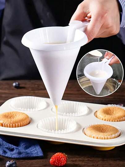 1/2個 調整可能なハンドヘルド ポーション ファンネル、ベーキング バター ディスペンサー、クリーム ディスペンサー、PPプラスチック パンケーキ&カップケーキ バター ディスペンサー スタンド付き、多機能チョコレートディスペンサー - レストラン、フードカート、ベーカリーに最適