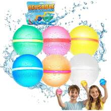Globos de Agua Reusables Juego para Alberca Niños Diversión de Verano al Aire Libre Juguetes de Agua Pack de 6 - 1 - Ver 6