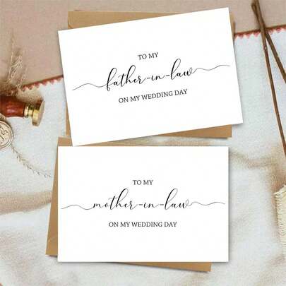 1 Juego de 2 Tarjetas de Invitación de Boda Elegantes para Futuros Suegros - 1 para la Suegra, 1 para el Suegro, 5"X7" con Sobres Gruesos, Expresión Sincera