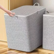 1pc Extra Large Capacity Foldable Storage Box With Lid, Home Moving Packing Basket, Space-Saving Design, Durable Non-Woven Fabric, Suitable For Under Bed, Closet & Moving - Stackable & Washable, Modern Textured Surface, Sturdy Handle, Essential For Home & Car Organization - Multicolor - View 7