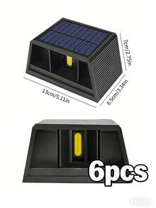 1/2/4/6节太阳能充电式1200mAh锂电池，COB光源上下照明，光束角度可调，阳光感应户外防水太阳能壁灯，简约走廊通道室内外别墅现代酒店装饰洗墙灯 - 黑色 - 查看 13
