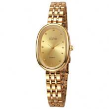 1pc Minimalist Oval Design Dual-Tone Quartz Watch, White Dial Expresses Refined Taste, Suitable For Online Activities, Holidays, Birthdays, Year-End Promotion - Multicolor - View 6