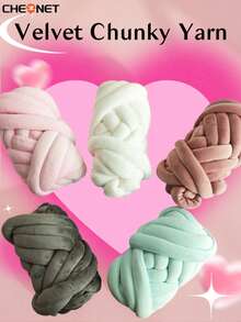 1pc Velvet Chunky Yarn, Suitable For Weaving Blankets, Handmade DIY Crochet Rugs, Pet Beds, Cushions, Pillows, Extremely Soft Jumbo Yarn
