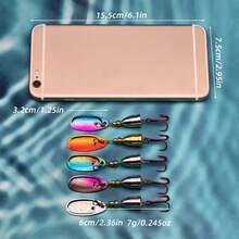 ANFS 5 piezas de señuelos de pesca de cobre - Set de señuelos de cuchara giratoria multicolor con caja de señuelos, regalo perfecto para entusiastas de la pesca - Multicolor - Ver 7