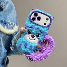 2025 New Plush Cute 3D Blue Polka Dot Bear Phone Case Compatible With IPhone 11 12 13 14 15 16 17 Air Pro Max, Galaxy S23 S24 S25 S26 Plus Ultra, A14 A15 A16 A17 A05S A35 A26 A36 A56 A54 A55 A56 4G/5G, Shockproof Soft TPU Protective Cover With Wrist Strap - Blue - View 6