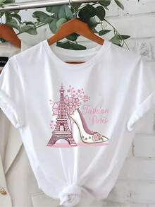 Pure Women Short Sleeve T-Shirt With Graphic Print - Black 1 - View 8