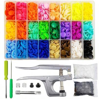Sets T5 Plastic Snaps With Snap Pliers, 24Colors 12mm Snap Buttons For Sewing, Snap Fasteners Kit For Sewing, Clothing, Crafting