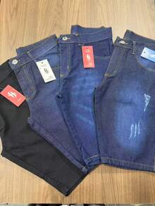 Set Of 4 Men's Light Black/Dark Black Denim Shorts With Elastane, Slim Fit, Direct From The Factory, Premium, Various Washes - Royal Blue - View 5