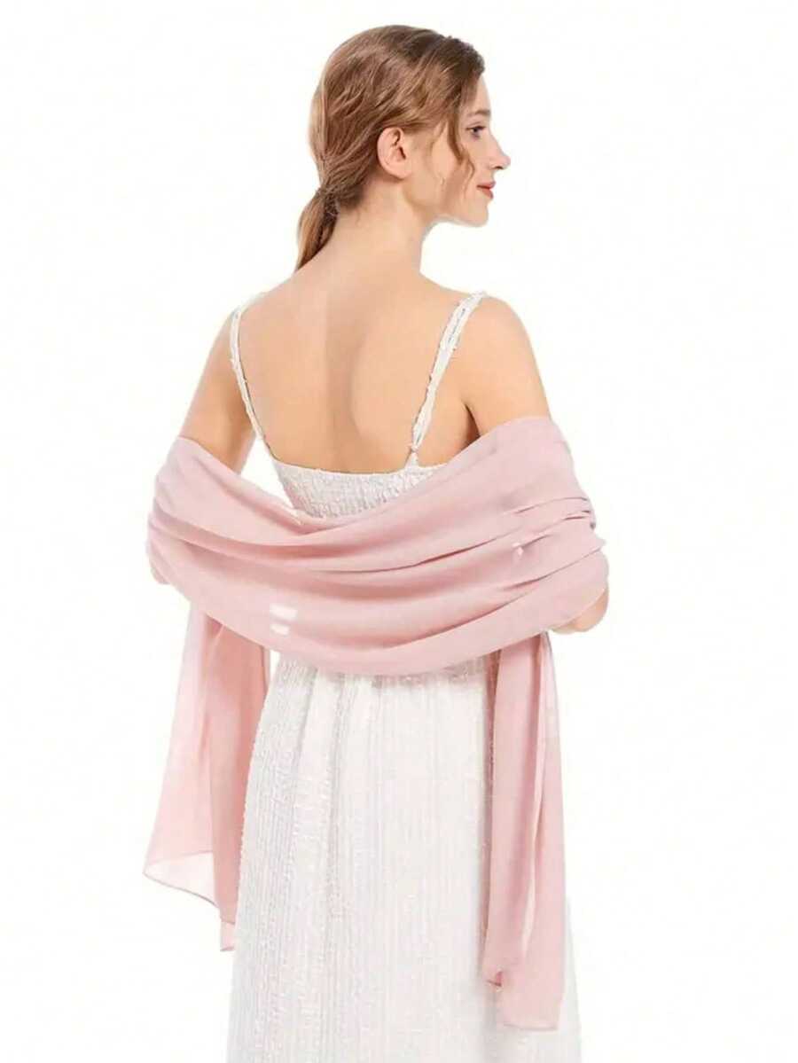 Chiffon Shawls Scarves Wraps Bridal Wedding Party Evening Dress And Special Occasion Dresses - Hồng - Xem 1