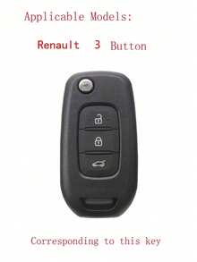 1pc Black Silicone Key Fob Cover Protector Fit For Renault Car - A - View 2