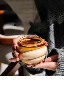 250ml Niche Design Circle Glass Cup, Personalized, Heat-Resistant Water Mug, Iced American/Latte Coffee Cup, Special Beverage Cup - Clear - View 3