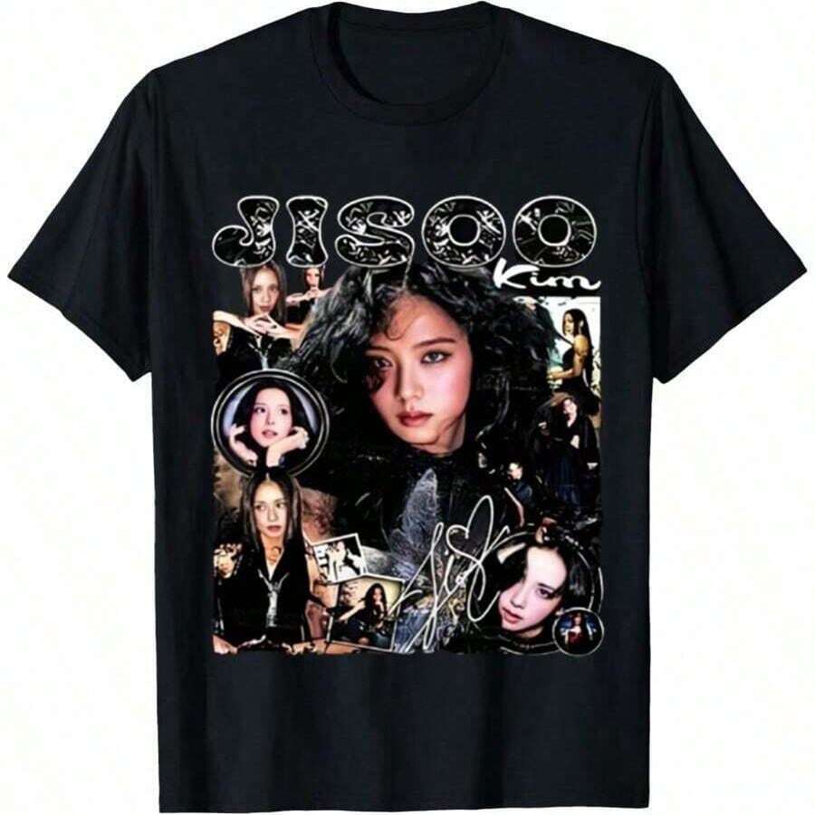 Jisoo Kim Graphic Tee, Jisoo Black Pink Kop Fan Shirt S 3XL - 黑色 - 查看 1