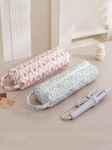 1 pieza Bolsa de almacenamiento acolchada y estampada de gran capacidad para secador de pelo, puede contener secador de pelo, rizador, pinzas para el cabello, plancha y otras herramientas de peinado, adecuada para viajes, hogar, almacenamiento de cosméticos, gran regalo para Año Nuevo, Día de San Valentín, damas de honor - Multicolor - Ver 9
