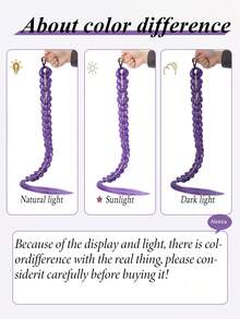 32 Inch Purple Synthetic Fiber Braided Wig Ponytail, Suitable For Cosplay, Halloween And Christmas - Multicolor - View 9