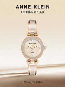 Anne Klein 女士时尚腕表，不锈钢可伸缩表带，圆形表盘，纤薄手镯式腕表 - 玫瑰金 - 查看 1