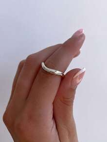 1pc Classic Elegant 925 Sterling Silver Curved Ring, Exquisite Gift Suitable For Daily Wear, Birthday And Christmas - Curved Ring - View 3