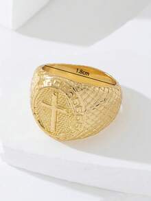 1枚时尚金属纹理合金十字戒指（男士款） - 金黃色 - 查看 5