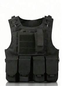 Outdoor Tactical Vest - Multifunctional Protective Tactical Vest, Made Of Durable Oxford Cloth With MOLLE System, Adjustable Shoulder And Waist Straps, Breathable Mesh Back, Quick Release Buckle, Designed For Ballistic Plates And Multiple Practical Pockets; Lightweight, Water-Resistant EDC Chest Rig Suitable For Hiking, Climbing, Airsoft, Paintball, Military Training, Security And Rescue; Unisex, Ideal Gift For Valentine's Day - màu đen - Xem 12