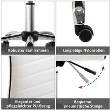 Office Chair Without Armrests, Height Adjustable 78-90 Cm, Cosmetic Chair With Backrest, Up To 120 Kg, Leather, White - White - View 4