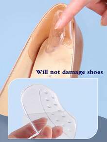 1 Pair 4D Silicone Heel Grips, Transparent Invisible Anti-Friction Heel Protector For Women, Suitable For High Heels, Loafers, Half Size Shoes - Clear - View 5