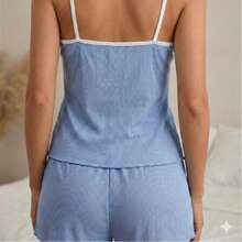 Baby Blue Ribbed Lace Babydoll - Baby Blue - View 2