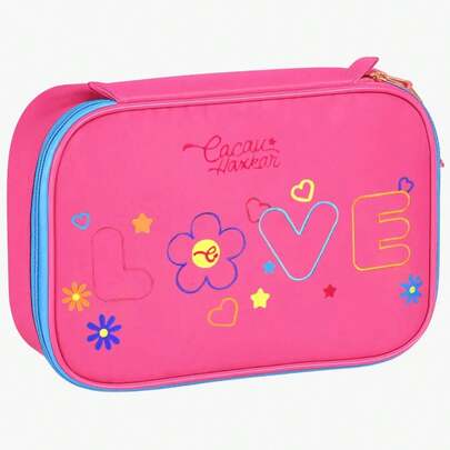 Estojo Escolar Infantil Cacau Haxkar Love Grande Capacidade Zíper Personalizado