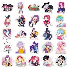 1/50pcs K-POP Huntrx Theme Sticker Pack (1 Random Pack Per Order, Various Vibrant Character And Chibi Designs, Waterproof Vinyl Material, Multiple Stickers Per Pack) - Ideal For Diaries, Scrapbooks - Multicolor - View 10