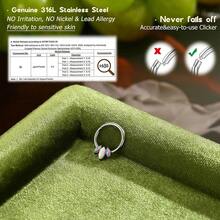 16G Opal Septum Rings CZ, 316L Surgical Steel Septum Jewelry, Nose Rings Hoops Clicker, Helix Tragus Rook Daith Piercings For Women Men Silver/Gold 8 Mm - Ngọc Opal Bạc Tím - Xem 3