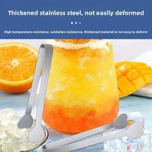 Stainless Steel Ice Tongs, Thick Mini Ice Cube Clamp, Household BBQ Buffet Food Serving Utensil - Silver - View 2