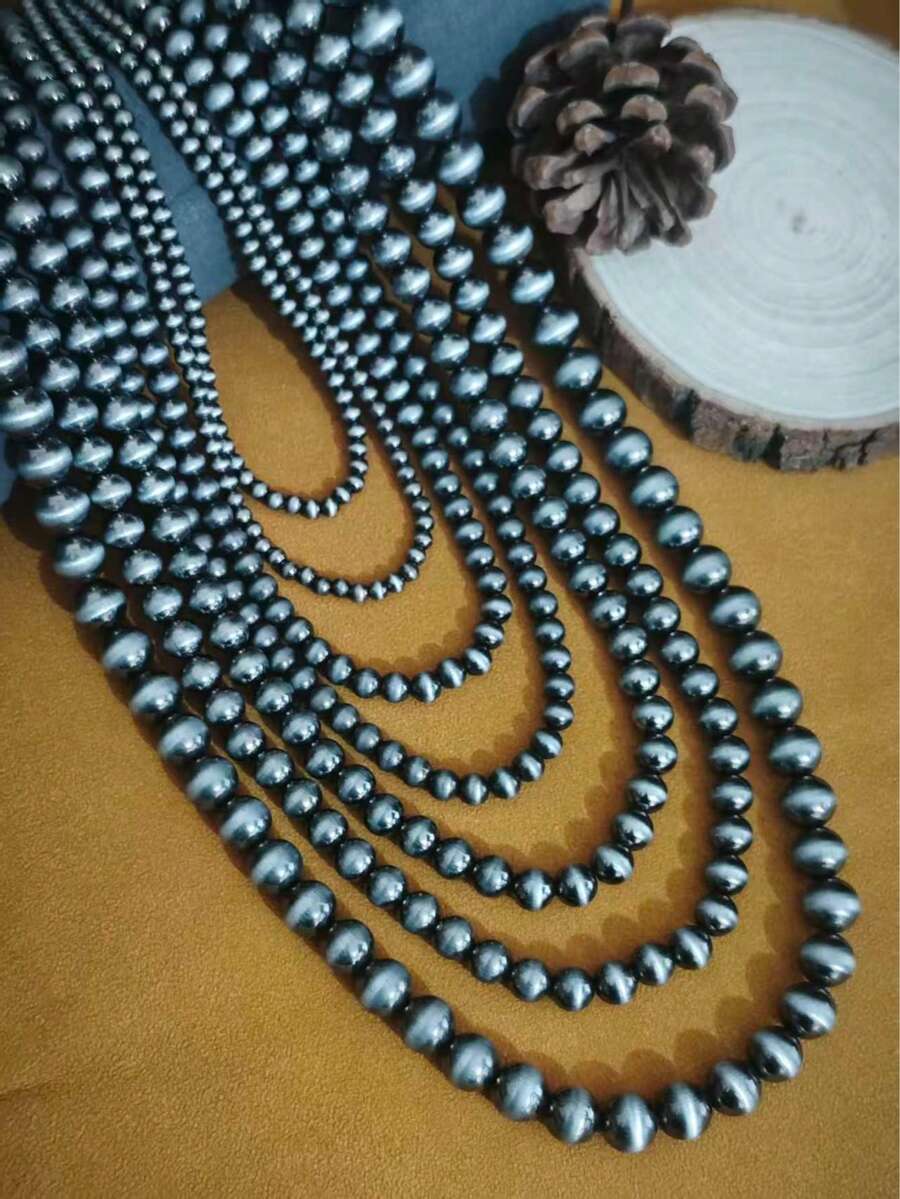 High Quality Women's Vintage European & American Bohemian Style Western Pearl Layered Necklace Set, Each Length Can Be Purchased Separately, Best Layered Effect, Suitable For Daily Wear Or Gatherings - Antique Silver - View 1