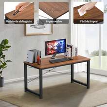 FBXGT Escritorio Minimalista Escritorio para Computadora Escritorios Modernos Escritorio de Madera Escritorio Oficina Fácil de Montar Adecuado para Estudiar Trabajar Jugar Juegos 100*60*75 CM - 120*60*75 cm - Ver 4