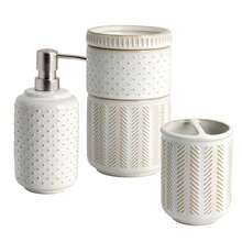 Elegant White Ceramic Toothbrush Stand With Reactive Glaze Finish - Multicolor - View 4