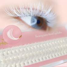 aHoneya 60pcs D Curl 40P White Eyelashes, White Flower Lashes, DIY Wedding White Eyelashes, Winter Snowflake Eyelashes, Mixed 10-14mm - D - View 9