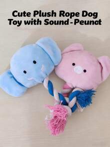 1个狗狗磨牙绳打结玩具，带吱吱声的狗狗玩具球，狗狗磨牙绳，宠物磨牙玩具，牙齿清洁互动游戏，狗狗和猫咪减压礼物，宠物用品 - 彩色 - 查看 1