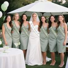Martini Bride And Bridesmaid Sashes Green 7pcs 1 The Bride Sash 6 The Bach Club Sashes Cocktail Bachelorette Party Favor For Dirty Martini Bridal Shower Wedding Decor Brides Tribe Gift - 綠色馬丁尼 - 查看 4