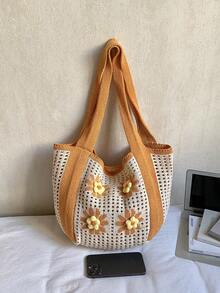 Dedoo Túi đeo chéo phong cách Bohemian thời trang, nhiều màu sắc, được làm thủ công bằng kỹ thuật đan rỗng, họa tiết kẻ caro móc kiểu bà ngoại, mang đến cảm giác thủ công cổ điển và không khí mùa hè. Dung tích lớn, phù hợp cho đi làm, đi nghỉ mát ở biển hoặc tham dự lễ hội âm nhạc. Dễ dàng phối cùng áo hai dây, quần jeans và áo sơ mi để tạo thêm sự năng động và điểm nhấn cho tổng thể trang phục. - Màu vàng - Xem 6