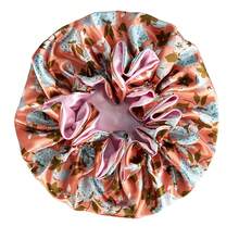 1pc Double Layered Large Hair Cap, Sleep Cap, Shower Cap With Printed Pattern, Reusable Hair Care Bag, Women's Daily Hair Care Sleep Cap - Multicolor - View 12