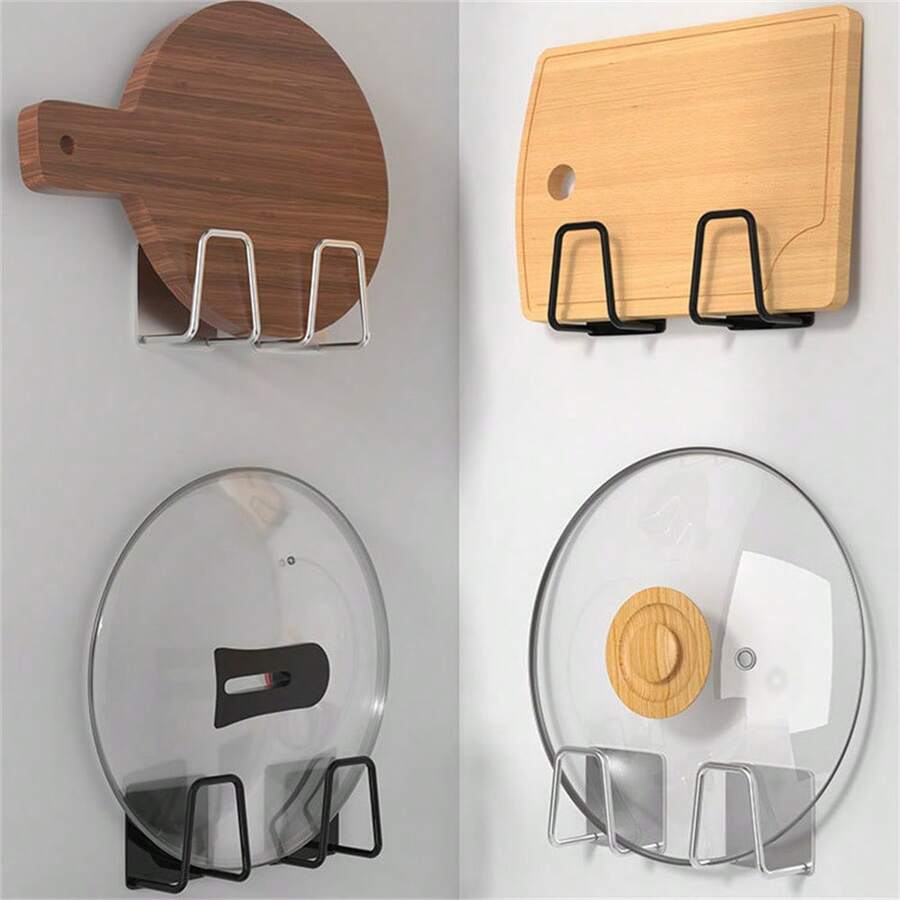 4 piezas Estante para esponjas de lavavajillas, Cubierta de fregadero de cocina, Estante para esponjas de acero inoxidable sin perforación, Ganchos de almacenamiento, Estantes de cocina con ganchos - Multicolor - Ver 1