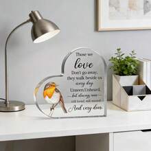 1件，纪念逝去子女的礼物，纪念逝去父母的礼物，心形亚克力桌面摆件，慰问逝去丈夫妻子的礼物，丧葬礼物创意，葬礼慰问礼品 - 彩色 - 查看 2