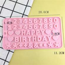 Silicone Mold With Numbers 0-9 And 26 Letters, Non-Stick Candy Mold With Happy Birthday Cake Decor Pattern, Suitable For Chocolate, Fondant - Multicolor - View 7