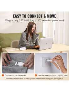 Manta eléctrica térmica de 127 x 152 cm, tamaño individual, suave franela y sherpa, con temporizador de 3 horas y apagado automático, 5 niveles de calefacción para sofá, lavable a máquina, certificación ETL y FCC (gris) - Franela y sherpa de tamaño doble. - Ver 5