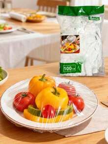 200pcs Disposable Plastic Wrap Covers, Elastic Rim Reusable Bowl Covers - White - View 6