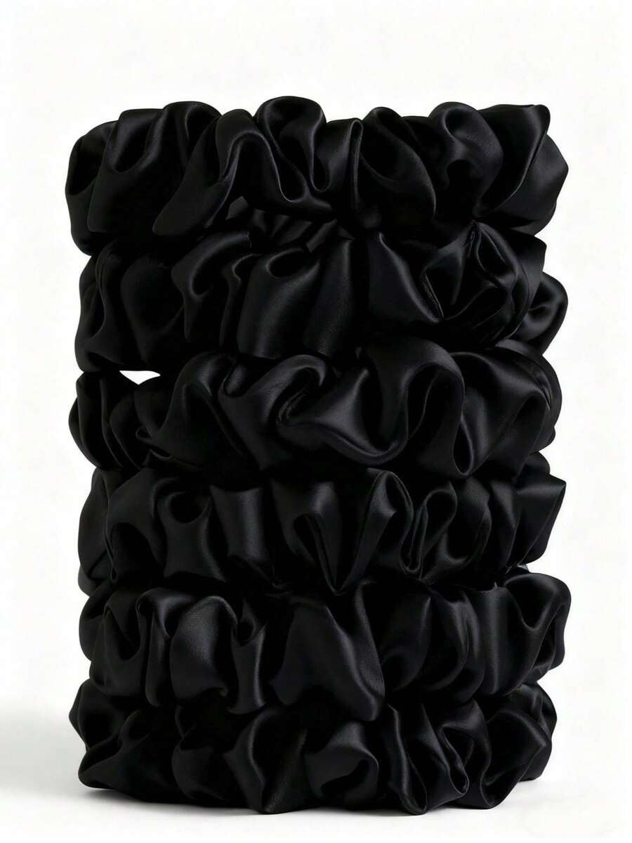 10pcs Satin Hair Scrunchies, Silk-Feel Hair Ties, Seamless Soft Elastic Hair Ties, Anti-Breakage Ponytail Holders, Suitable For Sleeping, Thick/Thin Hair, Bridesmaid, Wedding, Party, Daily Use (Ivory White) ,Rubber Bands ,Hair Rope Elastic Band Beauty Home Hair Accessories - Black - View 1