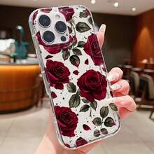 غطاء هاتف بطبعة وردة حمراء أنيقة متوافق مع أجهزة 17 16 15 14 13 12 11 Pro Max XS XR X 7 8 Plus SE2 SE3 16e، غطاء واقي مقاوم للصدمات بطبعة زهرية، هدية عيد الحب، هدية للصديقة، هدية احتفالية - متعدد الألوان - مشاهدة 7