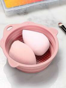 1pc Silicone Makeup Brush Cleaning Mat, Foldable Beauty Sponge Cleansing Pad And Scrubber, Portable Travel Makeup Brush Cleaner, Gift For Girls And Women - Multicolor - View 7