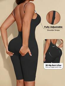 1Pc Backless Top Shapewear For Women Tummy Control Bodysuit Seamless Full Body Shaper Sleeveless Jumpsuits Tank Tops Valentine Day - 黑色 - 查看 4