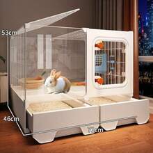 DJKFH Jaula De Interior para Conejos Conejera Visible con Bandeja íBle Y Cajón De Almacenamiento - HáBitat Fácil De Montar para Mascotas Pequeñas Háeres 71 * 46 * 53cm - Un color - Ver 6