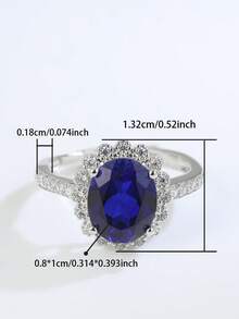 1pc Luxury Elegant S925 Silver Adjustable Ring For Women, Featuring 4-Claw Setting Of Lab-Grown Royal Blue Sapphire, Exquisite & High-End, Suitable For Valentine's Day, Ramadan - Silver - View 6